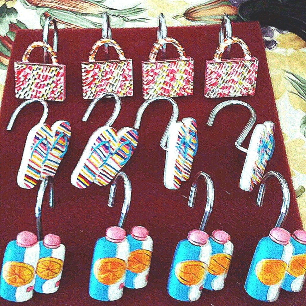 SET OF 12 SHOWER HOOKS FOR GIRL BATHROOM